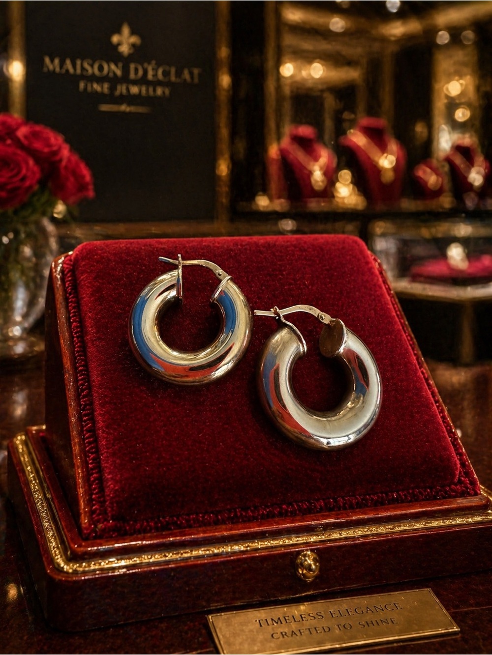 JTV 18k Rose Gold Plated Made in Italy Hoop Earrings